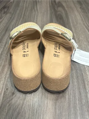 Birkenstock Women’s Two-Band Slide Sandals in Cream and Natural Woven thumbnail 3