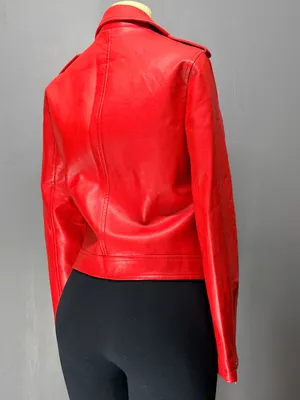 Azalea Wang Red Moto Jacket | Faux Leather Biker Jacket | Women’s Large | NWT thumbnail 7