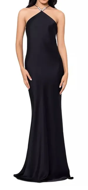 Betsy & Adam‎ - Pavé-Bead Satin Halter Gown thumbnail 1