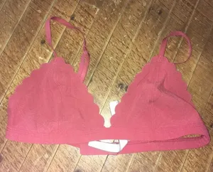 Victoria’s Secret coral pink scalloped edge M Barbiecore bralette thumbnail 1