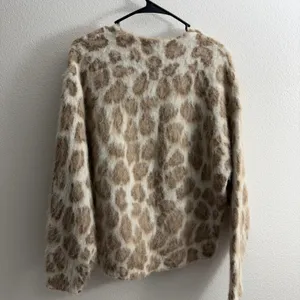 rag & bone Sweater Womens Small Tan Leopard Print Brushed Mohair Long Sleeve thumbnail 8