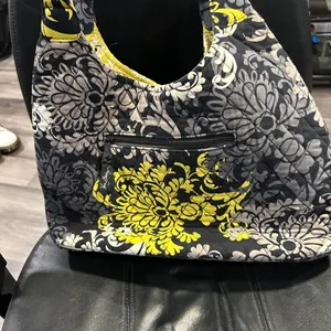 Vera Bradley Black and Yellow Floral Hobo Bag thumbnail 4