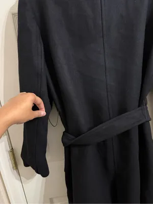 Zara Manteco Wool Wrap Black Long Length Coat thumbnail 11