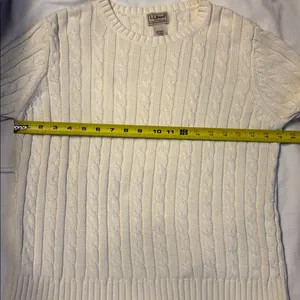 L.L. Bean Collegiate Preppy Women's Cream Cable Crewneck Sweater SZ M 100%Cotton thumbnail 6