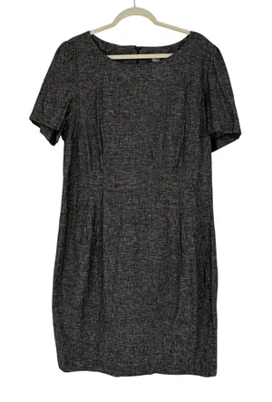 ASOS Womens Grey Linen Blend Short Sleeve Sheath Work Dress USA 16‎ thumbnail 1