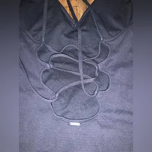 Abercrombie navy ribbed lace up back one piece bathing suit or bodysuit nwot $80 thumbnail 3
