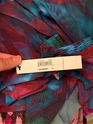 NWT Maggy London Eliana Twist Front Mesh Maxi Dress Pink Berry Watercolor 14 thumbnail 9