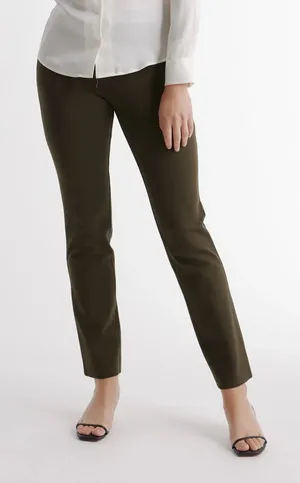 Quince Ultra-Stretch Ponte Straight Leg Pants in Olive, Size‎ S thumbnail 1