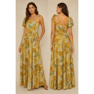 NWT Band of the Free Pineapple Cream Avila One-Shoulder Dress, S thumbnail 2