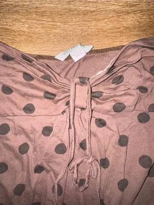 Vintage Girl Women's Strapless Polka Dot Tie Front Tank Top Brown/Black L thumbnail 2