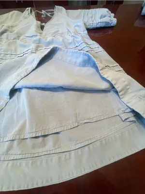 7 For All Mankind Light Blue Cotton V-Neck Puff Sleeve Relaxed Mini Dress XL thumbnail 8