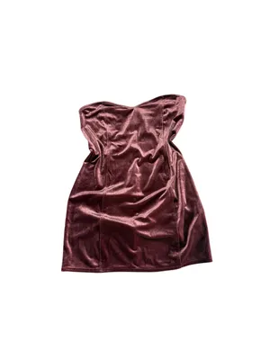 Light Before Dark Velvet Mini Dress L Strapless Sweetheart Y2K Burgundy NWT thumbnail 4