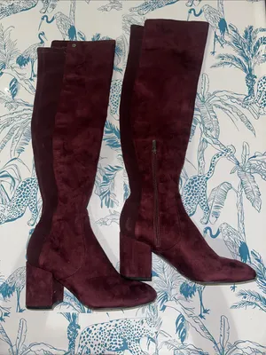 Marc Fisher Burgundy Over-the-Knee Block Heel Boots thumbnail 2