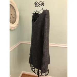 Garnet Hill Sweater Small S Gray GreyCrew Neck Cable Knit‎ Jumper thumbnail 2