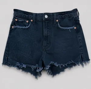 Abercrombie & Fitch High Rise Mom Shorts Black Distressed Denim Size 27 / 4 thumbnail 1