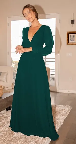 New Lulus Divine Hunter Green Backless Maxi Dress Size Large MSRP $89 thumbnail 1