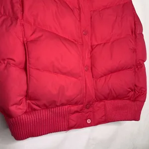 GAP Womens Large Pink Puffer Vest Full Zip‎ Pockets Big Snap Cinched Waist thumbnail 3