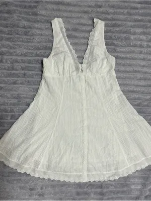 wild fable White Button-Front Lace-Trim Mini Dress thumbnail 1