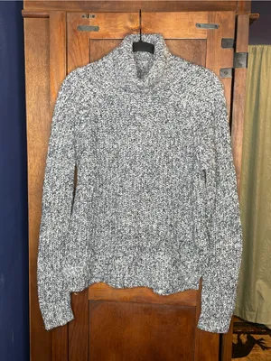 Abercrombie & Fitch Marled Knit Turtleneck Sweater Gray Chunky Cozy Pullover S thumbnail 2