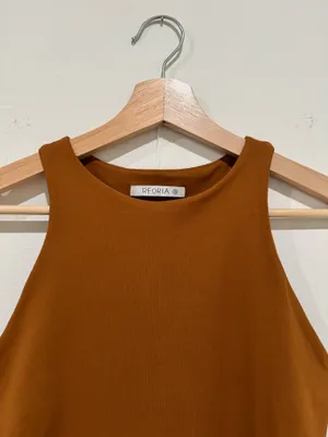 High Neck Sleeveless Bodysuit in Camel Brown thumbnail 5