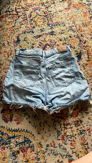 American Eagle Distressed Mom Jean Denim Shorts thumbnail 2