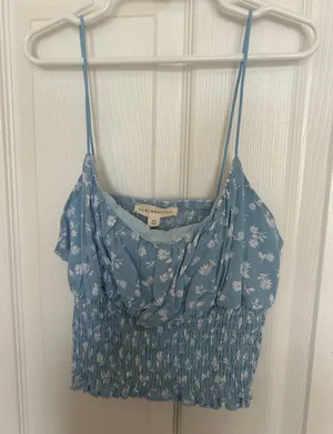 PacSun Tank Top LA Hearts Floral Blue thumbnail 1