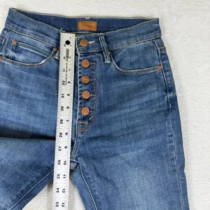 Mother The Insider Ankle Fray Jeans Beyond The Sky Blue Button Fly Size 25 thumbnail 7