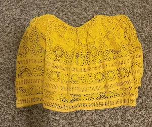 Free People Eyelet Top Yellow Medium Sleeveless Underwire Festival Boho Cotton thumbnail 1