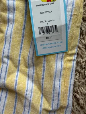 Draper James Yellow and White Striped Paperbag Waist Shorts with Tie thumbnail 4