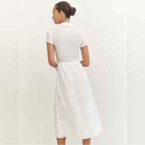 NWOT Reformation Ula in White Midi Sleeveless Collared Dress Size 10 thumbnail 3