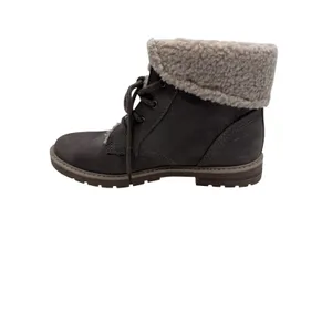 Sonoma‎ Women's 9 Taupe Boots Faux Fur Trim Lace Up Ankle Booties thumbnail 6