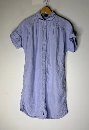 BAIRD McNUTT IRISH LINEN J.CREW‎ Shirt Dress Pockets Preppy XS Blue thumbnail 1