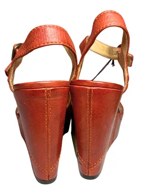 Frye NWT Corrina Campus Wedge Platform Sandals Leather Burnt Red Size 8.5 thumbnail 6