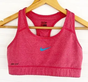Nike Pro Sports Bra Size S‎ Pink Heathered Dri-FIT Racerback Medium Support thumbnail 1