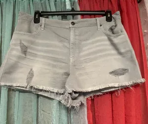 Aerie American Eagle Stylish Gray Distressed Women's Shorts thumbnail 1