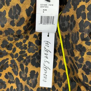 For Love & Lemons Leopard Print Mini Dress Puff Sleeve Yellow Trim‎ S thumbnail 5