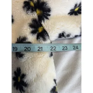 I Believe Faux Fur Long Sleeve Zip Up Flowers Jacket Size L‎ Soft Lined thumbnail 5