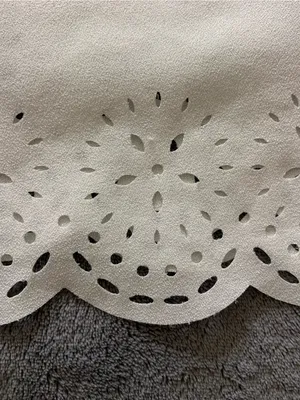 SHEIN Cream Short Sleeve Eyelet Hem Blouse thumbnail 3