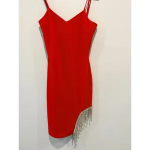 Mini Dress with Rhinestone Dangle Red Size M thumbnail 2