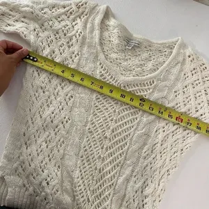 American Eagle Cream Knit Sweater | Open Cable Stitch | Size XS thumbnail 4