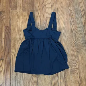 Michael‎ Kors Solids Underwire Baby Doll Tankini Bikini Top Navy XS NWT thumbnail 3