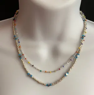 Free Press beaded layered bohemian necklace thumbnail 1