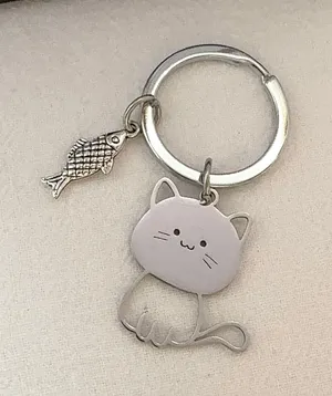 Cat Fish Keychain Charm for Men Women Car Keychain Key Ring Bag Charm thumbnail 1
