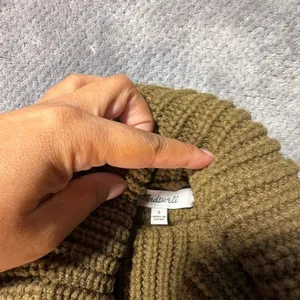 Madewell Women’s Small Olive Green Cable Knit Turtleneck Sweater Cotton Blend #1 thumbnail 5