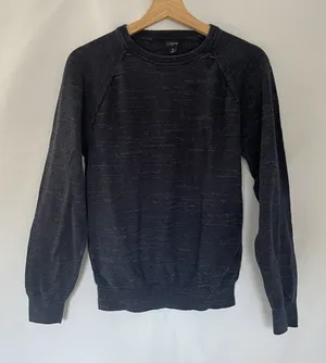 J.Crew navy blue‎ knit crewnweck sweater women's size S cotton warm top thumbnail 1