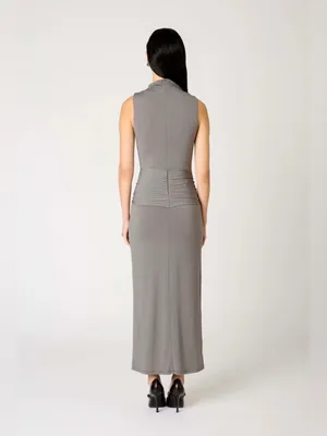 NIA Victoria Soft Silhouette Maxi Dress Grey Size Small thumbnail 4