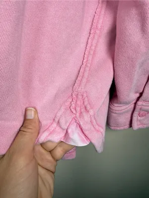 Aerie Lumber Jane Pink Terry Cloth Cotton Button Up Shacket - Size S thumbnail 5