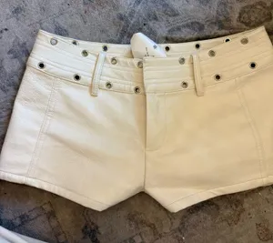white leather mini shorts size xs thumbnail 1