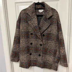 MOLLY BRACKEN plaid double breasted wool tweed coat‎ large thumbnail 2