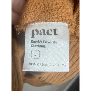PACT Women's L Organic Cotton Pullover Lite Waffle Hoodie Knit Sweater Camel thumbnail 8